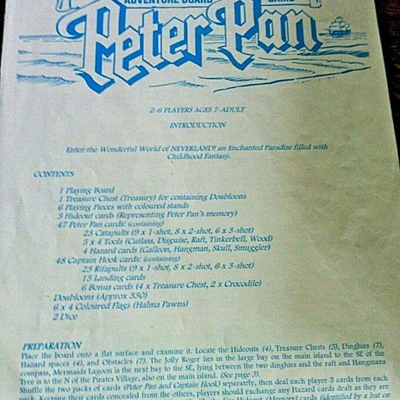 Peter Pan Adventure Board Game Hook Rare Pirates Treasure Family1989 Vintage - Picture 11 of 16